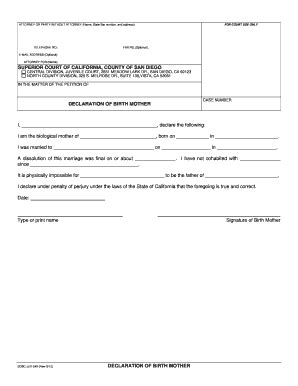 Declaration of Birth .